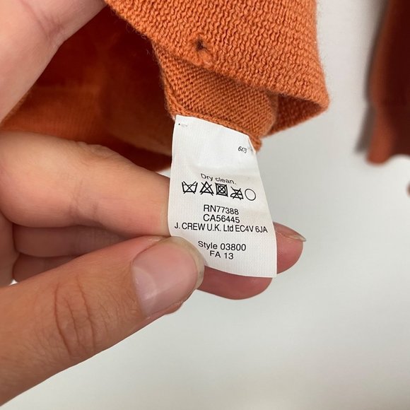 J. Crew Factory Men's L 100% Merino Wool Burnt Orange‎ V Neck Sweater Fall - Picture 4 of 9